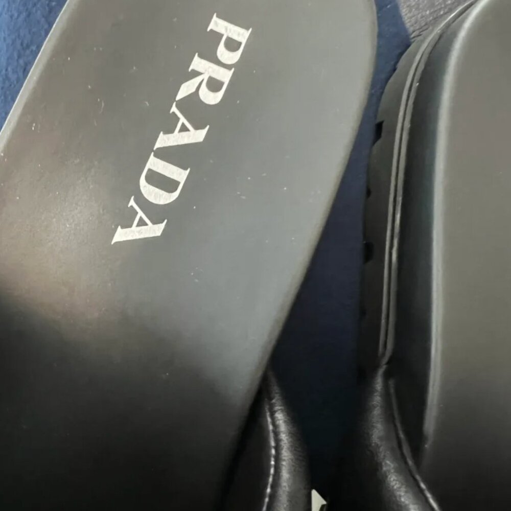 Prada Padded nappa leather slides black UK 6/ women 8 - Picture 10 of 11